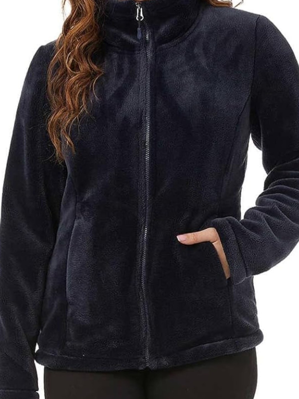 Guess Black Teddy Fleece Zip Jacket
